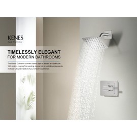 KENES Modern Brushed Nickel Shower Trim Kit, Square Shower Faucet with Single-Spray Stainless Rain Shower Head, Shower Trim Systems Wall Mount, KE-6025B (Shower Valve Included)