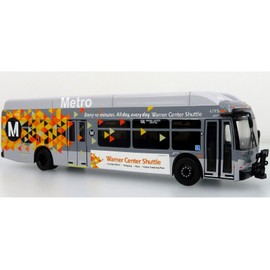 New Flyer XN40 Transit Bus Los Angeles Metro - Warner Center Shuttle Gray with Graphics The Bus & Motorcoach Collection Limited Edition 1/87 (HO) Diecast Model by Iconic Replicas 87-0534