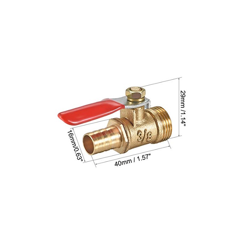 sourcing map Brass Air Ball Valve Shut-Off Switch 3/8 Inch