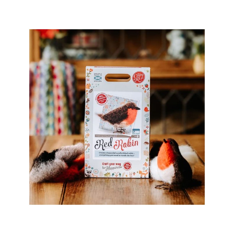 The Crafty Kit Company British Birds Robin Needle Felting Kit