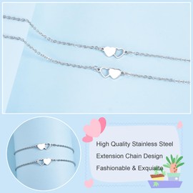 VU100 2Pcs Mother Daughter Bracelets Gifts for Mom Daughter Mommy and Me Bracelets Matching Heart Bracelets Christmas Birthday Gifts for Women Girls Mom