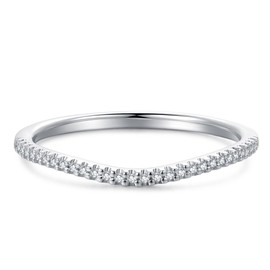 CGSRING 1.5mm Moissanite Wedding Bands for Women, Moissanite Rings for Women, V Shaped Wedding Band Sterling Silver (10)