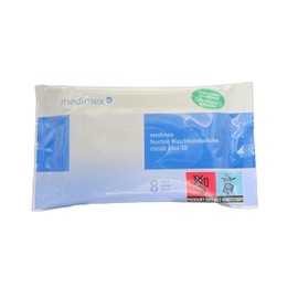 THERACASO Medimex Classic Plus 3D Feuchte Einmal-Waschhandschuhe – Sanfte & Hygienische Ganzkörperwäsche ohne Wasser – Pflegend mit Aloe Vera & Vitamin C, Parabenfrei (2 Packungen)