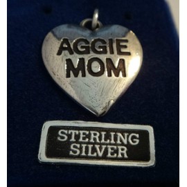 Wholesale Charms Sterling Silver 20x18mm Texas A&M University Aggie Mom & Heart Charm