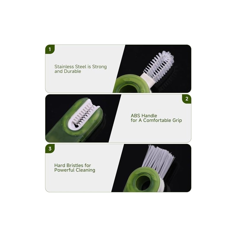 3PCS Cepillo para Botellas,Cepillo Limpiador Tazas Multifuncional 3 en 1,Cepillo