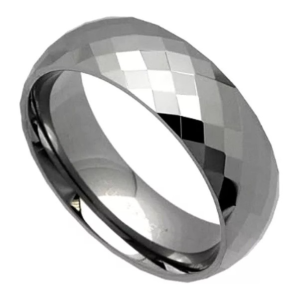 Our Own TUNGSTEN CARBIDE Highly Polished Diamond FACETED 8mm Band