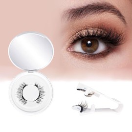 Magnetic Eyelashes with Applicator, Reusable Wispy False Lashes, 1 Pair Eyelash Natural Look, No Glue Needed, Easy to Wear