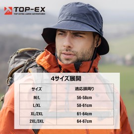 TOP-EX Large Size Waterproof Hat, Rain Hat, Bucket Hat, Stylish, Rain Cap, Sun Hat, Men's, Hat, Wide Brim, Rain Cap, Hat, UV, Outdoor Activities, Cycling, Climbing, Fishing, Black