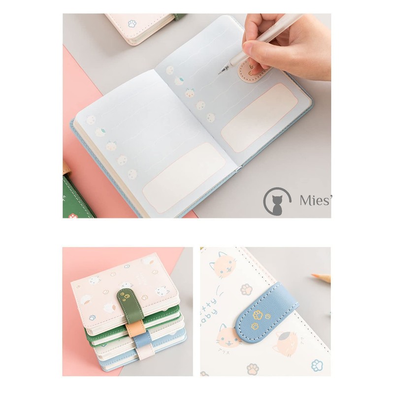 Cute Cat Design Notebook, Cute Cat PU Leather, Magnet, Buckle