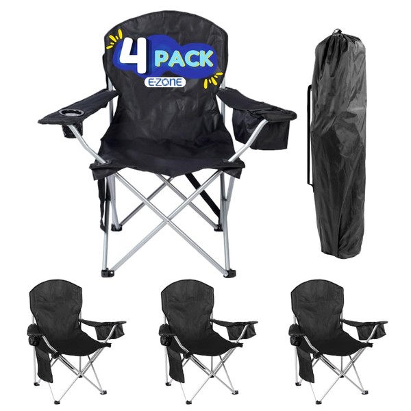 EZONE Set of 4 Camping Chairs with Built-in Ice Cooler,