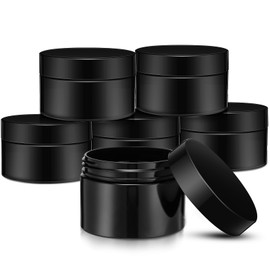 SATINIOR 6 Pack 2 oz Plastic Jars Containers with Lids Wide-mouth Refillable Leakproof Reusable Round Empty Jars for Travel Cosmetic Dry Food Spice Candy Cookie Home Kitchen Organizing(Opaque Black)