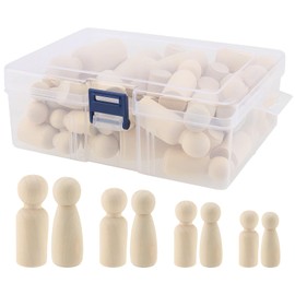 UNGFEI 100 PCS 4 Sizes Wood Peg Dolls, Blank Wooden Peg People Figures for DIY Craft, 65mm, 53mm, 43mm, 33mm