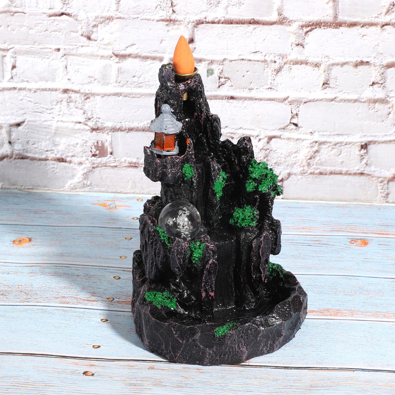 Unique Mountain Water Backflow Incense Burner Holder Home Resin Ornament