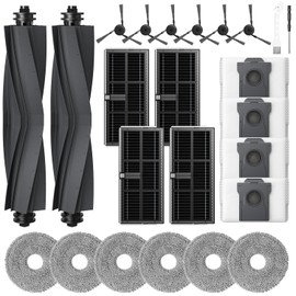 Accessories for Dreame L40 Ultra (Gen 2)/ X40 Ultra/ X40 Master/ D30 Ultra, for MOVA P10 Pro Ultra (Gen 2)/ P50 Pro Ultra, 2*Rubber Main Brushes, 4*Dust Bags, 6*Mop Pads, 4*Filters, 6*Side Brushes