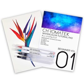 CHROMATEK 30 Watercolor Brush Pens | 15 Page Tutorial Pad & Online Video Series | Brush Tips | Vivid, Blendable Professional Artist Quality | 27 Colors | 3 Aquapens | Complete Water Color Painting Set