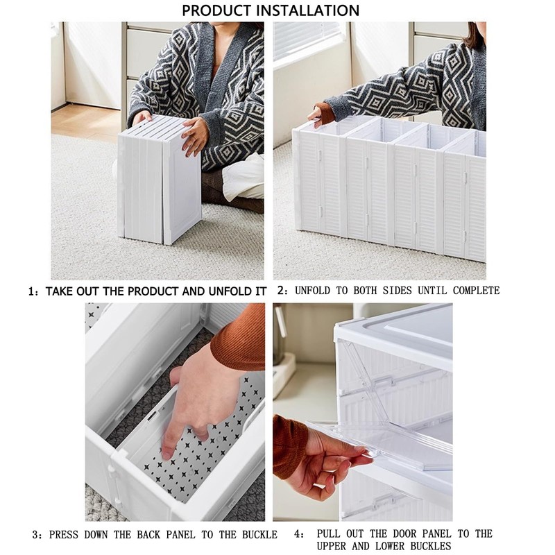 VaNaenic Foldable Shoe Rack,No Assembly Stackable Shoe Storage Box with