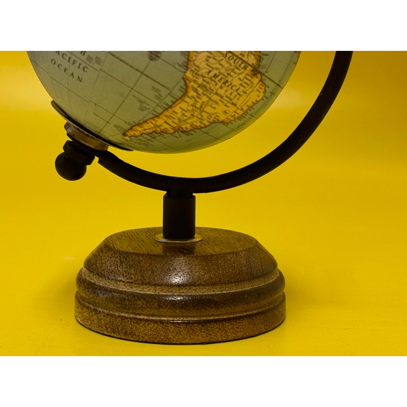 EXERZ 8cm Small Antique Globe with Wooden Base Handmade Decorative