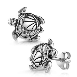 MATERIA by Matthias Wagner SO-151 Women's Turtle Earrings 925 Silver, Silver