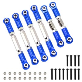 6PCS Aluminum Adjustable RC Tie Rods Linkage Turnbuckles Toe Links Set for Arrma 1/10 New Big Rock V3 Typhon 3S Granite Senton Upgrade Parts,Replace #AR330446 (Blue)