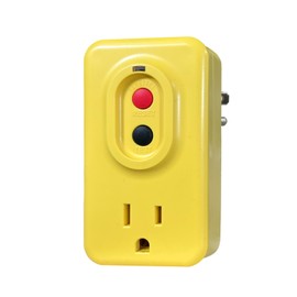EP GFCI Adapter, 15 AMP Grounded 3-Prong Single Outlet for Indoor Use with Manual Reset, UL Listed, Yellow, 1 Pack