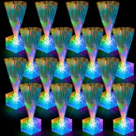Amylove 16 Pcs Mini Fiber Optic Lamp Bulk Small LED Party Light Color Changing Table Centerpiece Decor for Glow in The Dark Favors Supplies New Year Eve Decorations (6 Inch,Clear)