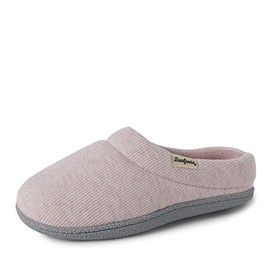 Dearfoams Women's Lacey Machine Washable Memory Foam Comfort Easy on/Off Clog Slipper, Pink Heather, Small