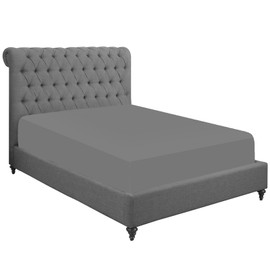 Pamposh Super King Fitted Sheet Extra Deep Pocket 40 cm (16 inches) Durable Elastic Bed Sheets - Premium Brushed Microfibre Superking Fitted Sheet Grey - Ultrasoft Hypoallergenic Fade Resistant