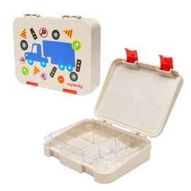 Easy Clean Bento Lunchbox for Kids – Leakproof, Durable & Drop-Tested | BPA-Free & Eco-Friendly | 4 or 6 Compartments | Dishwasher Safe Inner Tray | My Family Lunchbox Trucks and Cars