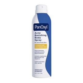 PanOxyl Acne Banishing Body Spray with 2% Salicylic Acid, Pimple Treatment Spray to Clear Stubborn Breakouts, 360-Degree Spray Nozzle, Skin-Brightening Niacinamide, Vitamin C, Witch Hazel, Aloe, 6 Oz