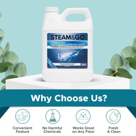 Steam & Go Demineralized Water for Steam Cleaner, PVC-Free Floor Cleaner Liquid Compatible With Any Mop Steamer, Ready-to-Use Multisurface Cleaner, Scented Mop Solution, Clean Ocean, 32 oz, Pack of 18