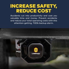 LAMPHUS Backup Sound Alarm for Pickup Truck [112dB] [SAE J994 Class A] [12V - 48V DC] [SoundAlert] Universal Reverse Back-Up Warning Beeper for Industrial Heavy Equipment Forklift Work Van Car Vehicle