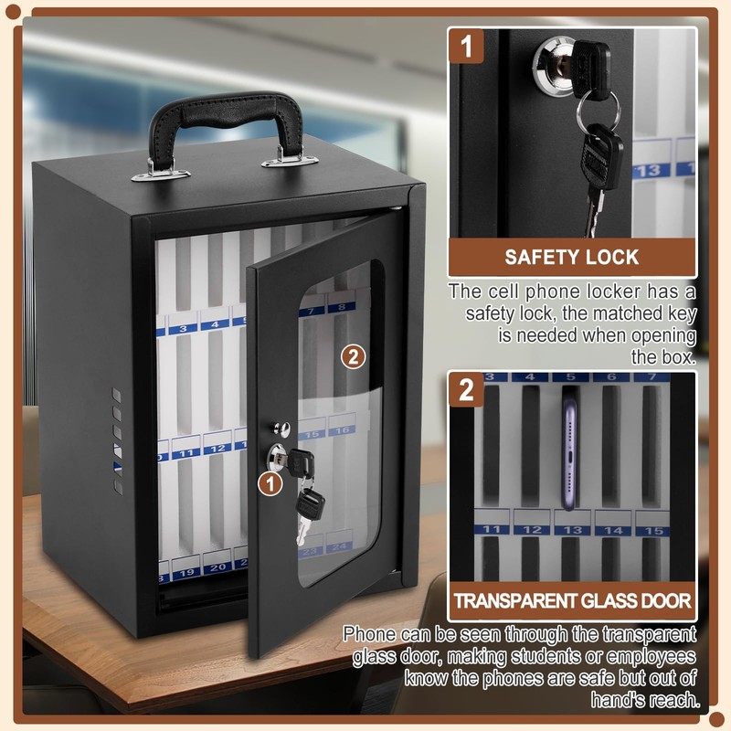 Consfly Cell Phone Locker Box, Thickened Steel Cell Phone Storage