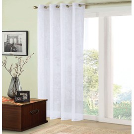 Nets At Home 1 x TRENT Plain Sheer Net Voile Curtain Panel Eyelet Ring Top Header - WHITE - 40" (102cm) Drop