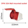 ExcInter 5PIN 32A Wall mounted socket Industrial Plug Sockets 2P+E