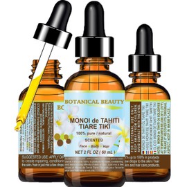 Botanical Beauty MONOI de TAHITI OIL TIARE TIKI 100% Pure Natural Undiluted Virgin 2 Fl. Oz.- 60 ml for FACE, SKIN, BODY, HAIR, NAILS