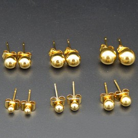 Goldenchen 14K Real Yellow Gold Plated 3mm/4mm/5mm/6mm/7mm/8mm Round Ball Stud Earrings (8MM)