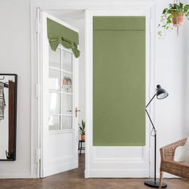 HOMEIDEAS Sage Green Blackout French Door Curtain, Privacy Door Curtains for Window, Blinds for Glass Window, Thermal Insulated Tie Up Shades for Bedroom, 26 X 68 Inch, 1 Panel