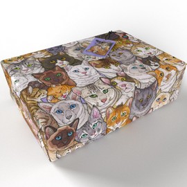 Luxury ECO Gift Wrap - 6 sheets/tags - Cat Clowder - Birthday - Recycled & Recyclable Wrapping Paper - Re-wrapped