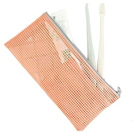 2PCS Pink Multipurpose Mesh Nylon Cosmetics Bag with Zipper Reusable Packing Storage Bag Travel Pouch Toiletry Cosmetic Tools Holder Toothbrush Toothpaste Organizer Pocket for Vacation Travel