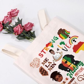 MEIKIUP Juneteenth Black History Matters Tote Bag Black Women Are Magic Shoulder Bag Support Black Women BLM Gift (Black History tote bag)