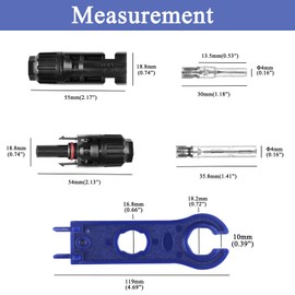 E-TING 42PCS Solar Panel Connector IP67 Waterproof Solar Connectors 1000V 30A Male/Female Plug with 2PCS Wrench Spanners (10 Pairs)