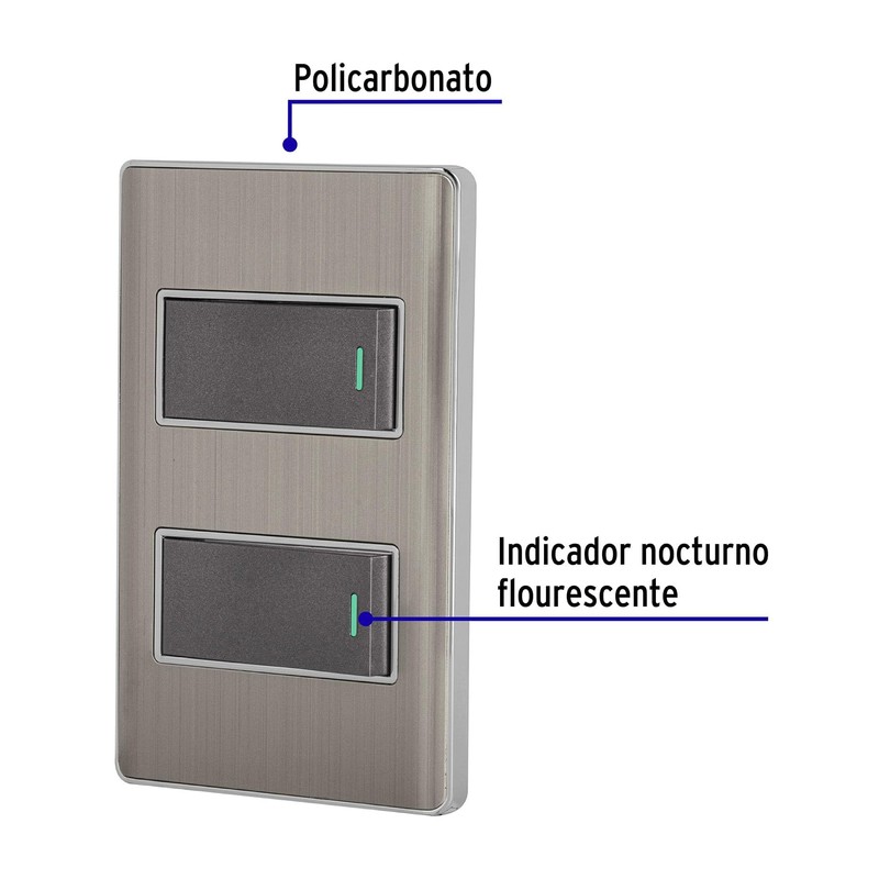 Volteck PA-APDO1-ELA, Placa armada 1 interruptor sencillo y 1 interruptor
