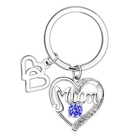 BESPMOSP Mum Keychain Mother's Day Gifts Heart Gifts Birthday Gifts For Mum Crystal Pendant Keyring (Blue)