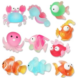 Daimay 50 Pieces Beach Micro Landscape Miniature Ornament Set Resin Fish Micro Landscape Photography Props Fairy Garden Landscape Summer Decor Accessories