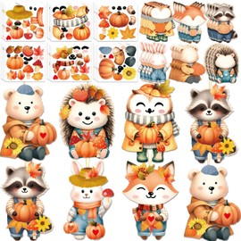 Treasure Cove Fall Craft Kits Autumn Animals Sticker Crafts DIY Fall Ornaments Thanksgiving Crafts Bulk for Kids Autumn Harvest Party Home Classroom Activities Decorations Supplies 24PCS