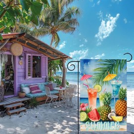 It's 5 O'colok Somewhere Summer Seaside Vacation Flag 12 × 18 inches Double-sided LineWelcome Home Outdoor yard Decoration Flag GF1602