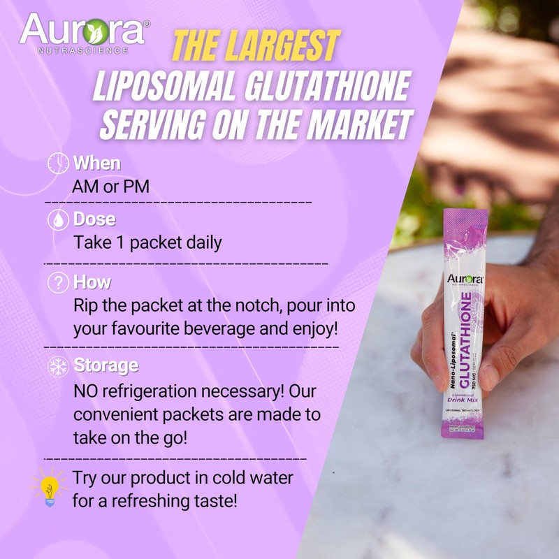 Aurora Nutrascience Liposomal Glutathione 750mg | Maximum Absorption, Powerful Antioxidant,