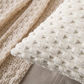 MIULEE Corduroy Cushion Covers Decorative Soft Throw Pillow Cover Square Pillowcase for Sofa Livingroom Chair Bedroom with Invisible Zipper 20x20 Inch 50x50 cm Pack of 2 Beige