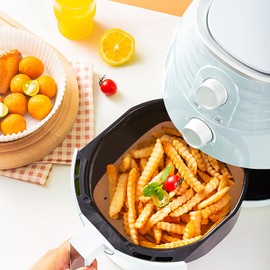 Airfryer Baking Paper 200 Pieces, Baking Paper for Hot Air Fryer, 21.5 cm Square Hot Air Fryer Baking Paper, Perforated Non-Stick Paper for Hot Air Fryer, Baking Paper for Fryer, Oven