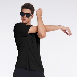 3 Pack Workout Shirts for Men Short Sleeve UPF 50+ Sun Protection Tee Moisture Wicking Athletic Rash Guard T-Shirts Running (BKBKBK 2XL) Black/Black/Black